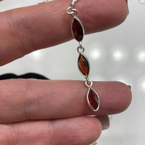 Dangle Garnet Earrings - Picture 3 of 6